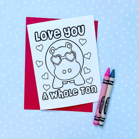 Love You a Whole Ton DIY Colouring Card - Splendid Greetings